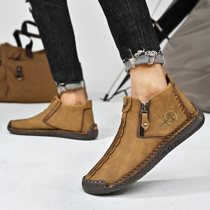 🥾Изцяло ръчно изработени мъжки ботуши Martens от естествена кожа (38-48), с подплата от пух и цип – топли, удобни и елегантни, подходящи за зимата.