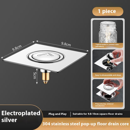 🏠🧰【3 kosov】Tesnilna prevleka za odtok tal v kopalnici, proti vonju in odboju, univerzalni tip, nožni mehanizem.