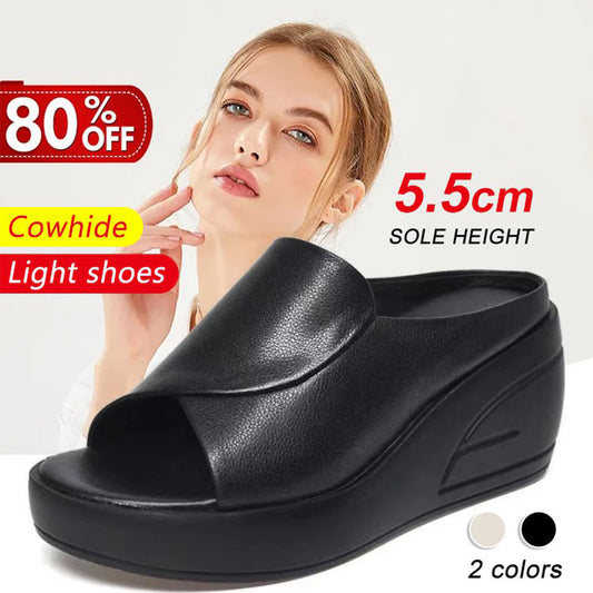 🌹👡【35-42】💖2025 lato nowy styl damskie sandały na koturnie z miękką podeszwą, 5,5 cm wyższe, miękka podeszwa