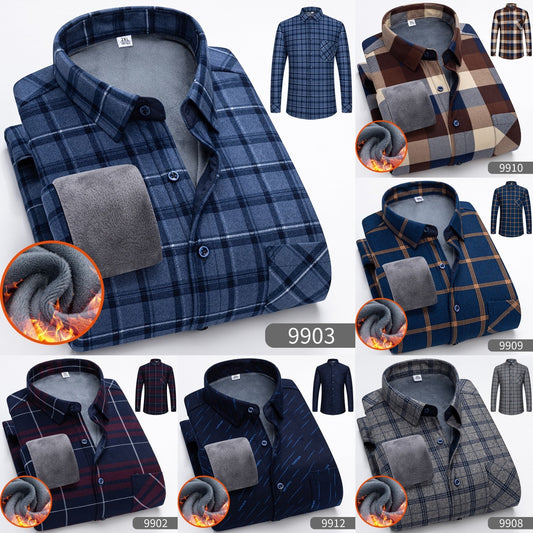 🔥【Kup 1, a 1 dostaniesz gratis】👔【L-5XL】 Ciepła koszula biznesowa z długim rękawem na jesień i zimę--3762574