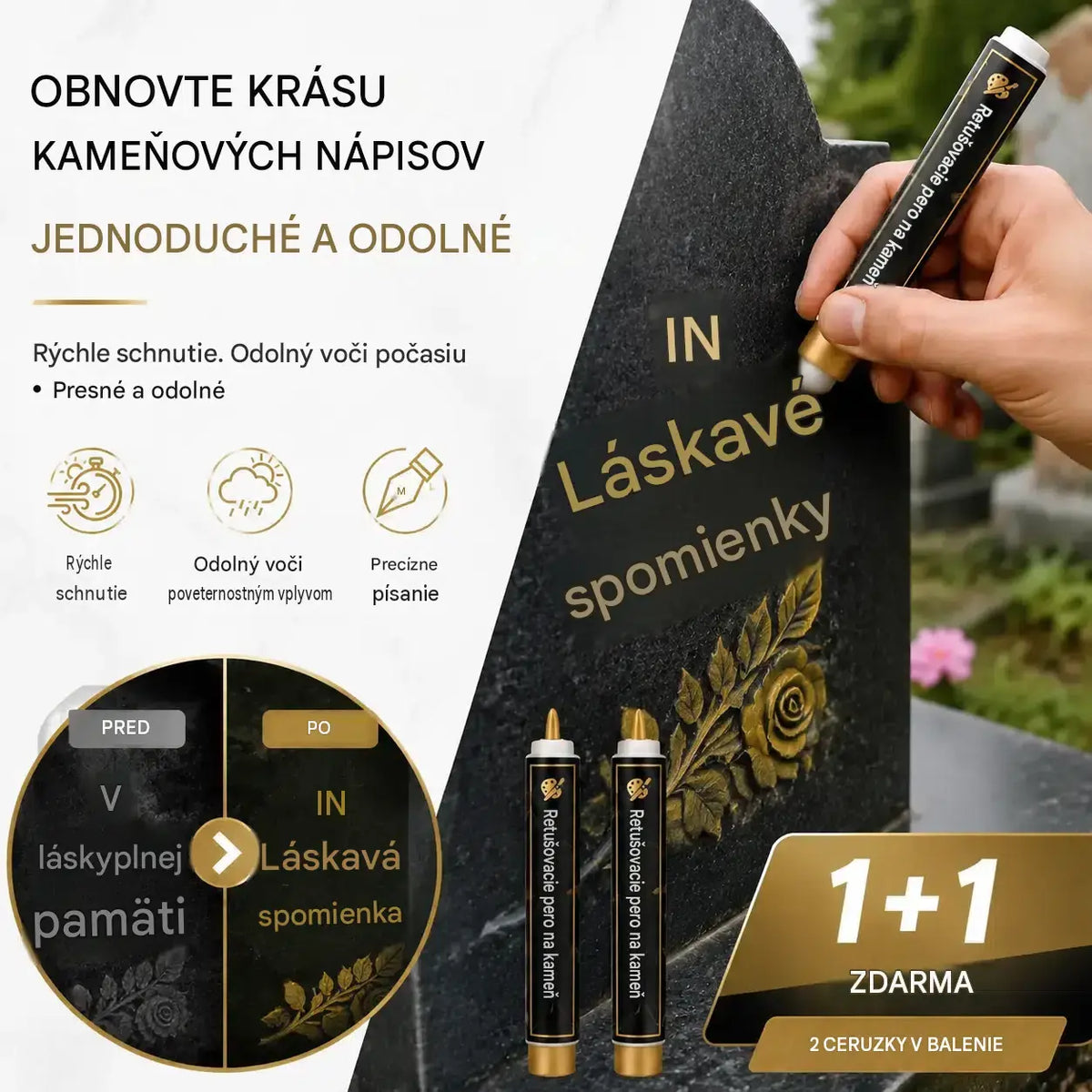 [Kúpte jeden, druhý získate zadarmo] 🖍️ Vodoodolné retušovacie pero odolné voči vyblednutiu, určené na opravu a obnovu nápisov na kamenných doskách.