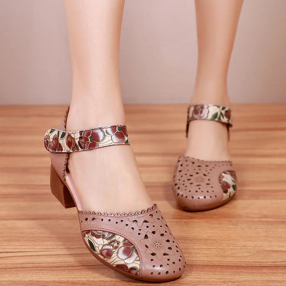 Nowość, bestseller 🔥【35-40】Damskie sandały na obcasie z miękkiej skóry 2025