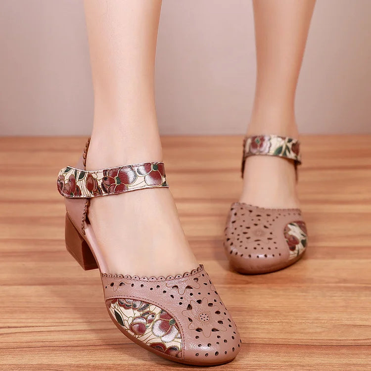 Nowość, bestseller 🔥【35-40】Damskie sandały na obcasie z miękkiej skóry 2025