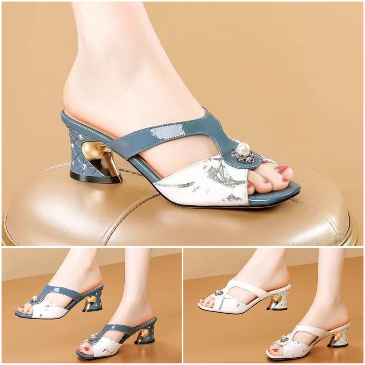 👡 Limitowana oferta 50%🔥【rozmiar 35-40】Modne sandały na grubej szpilce z odkrytym palcem 👡