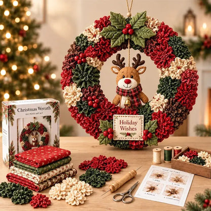 ⏰ ✨ Napravite božićni vijenac koji ćete s ponosom pokazati 🎄❤️ Komplet za izradu (3D tehnika umetanja tkanine) s uključenim podukama i vodičem.
