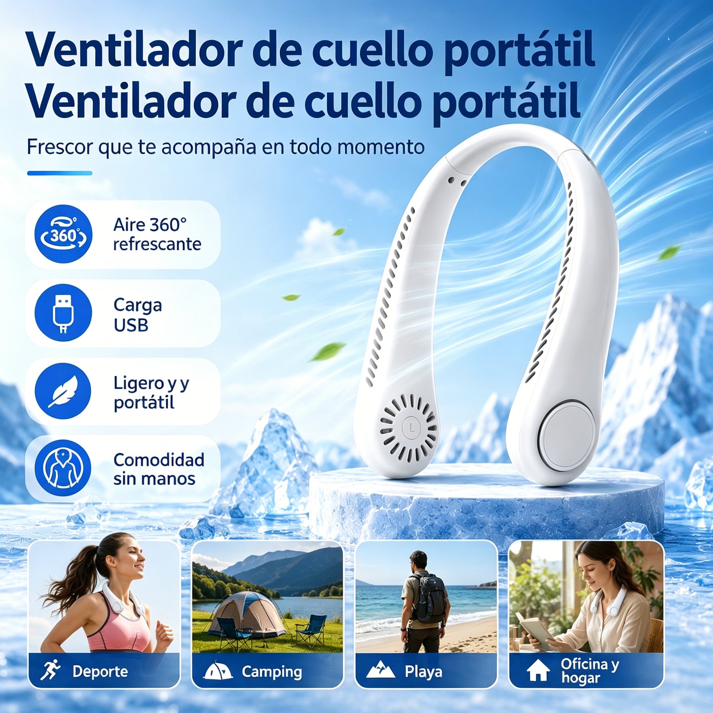 💨 Ventilator za hlađenje koji se nosi oko vrata – izuzetno tih, prijenosan, s rotacijom od 360° – idealan izbor za ljeto 🌞