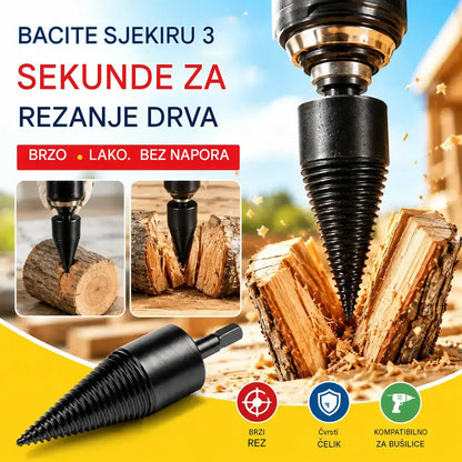 【Kupi 1, dobiješ 1 gratis】【Svrdlo za cijepanje drva promjera 50 mm + 3 adaptera različitih dimenzija】 Električno svrdlo za cijepanje drva od ojačanog čelika, čvrsto i izdržljivo, štedi snagu i povećava učinkovitost