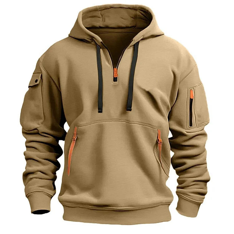 【S-5XL】Męska sportowa bluza z kapturem zapinana na zamek i wiele kieszeni-3770240