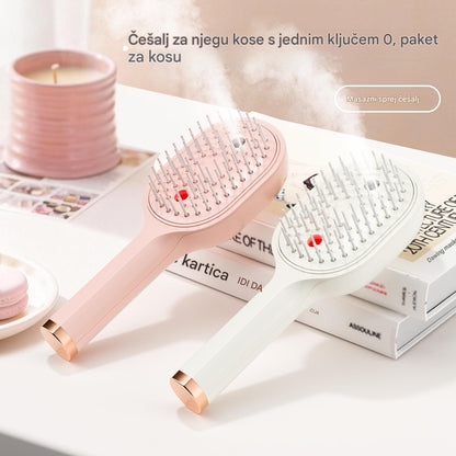💖💨Češalj s funkcijom prskanja jednim gumbom koji učinkovito sprječava zapetljavanje kose.