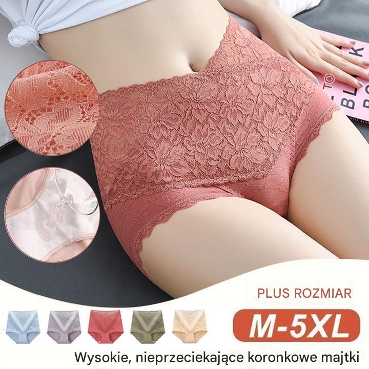 🔥【Kup 3, otrzymaj 3 gratis】👙Nowe, bawełniane majtki z koronką i wysokim stanem klasy 5A, super antybakteryjne, wygodne