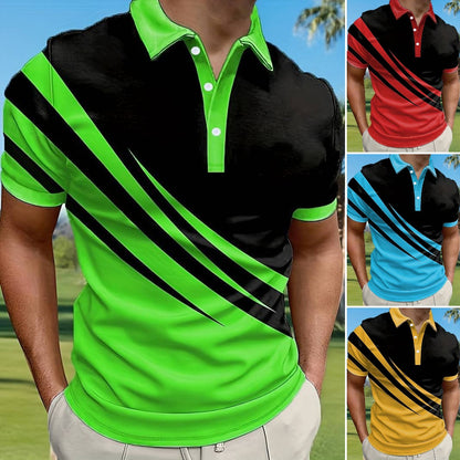 🔥【Časovo obmedzená ponuka】👔【S-6XL】Nové letné pánske pruhované polo tričko s 3D potlačou