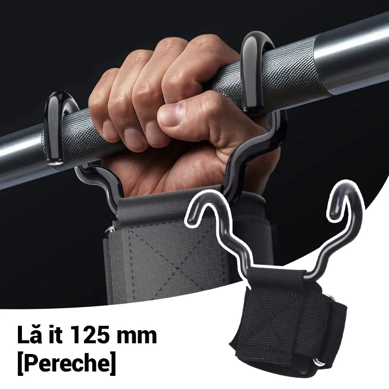Set od 2 fitness kuke za bodybuilding i dizanje utega, proširena potpora 125 mm, protuklizne trake za zglobove, nosivost 250 kg za zgibove i mrtvo dizanje