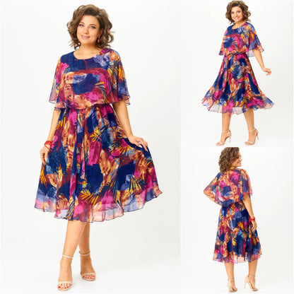 😎💃Nowe produkty na lato 【S-5XL】Luźna sukienka z szyfonu w dużym rozmiarze | Wygodne i przewiewne, idealne na lato