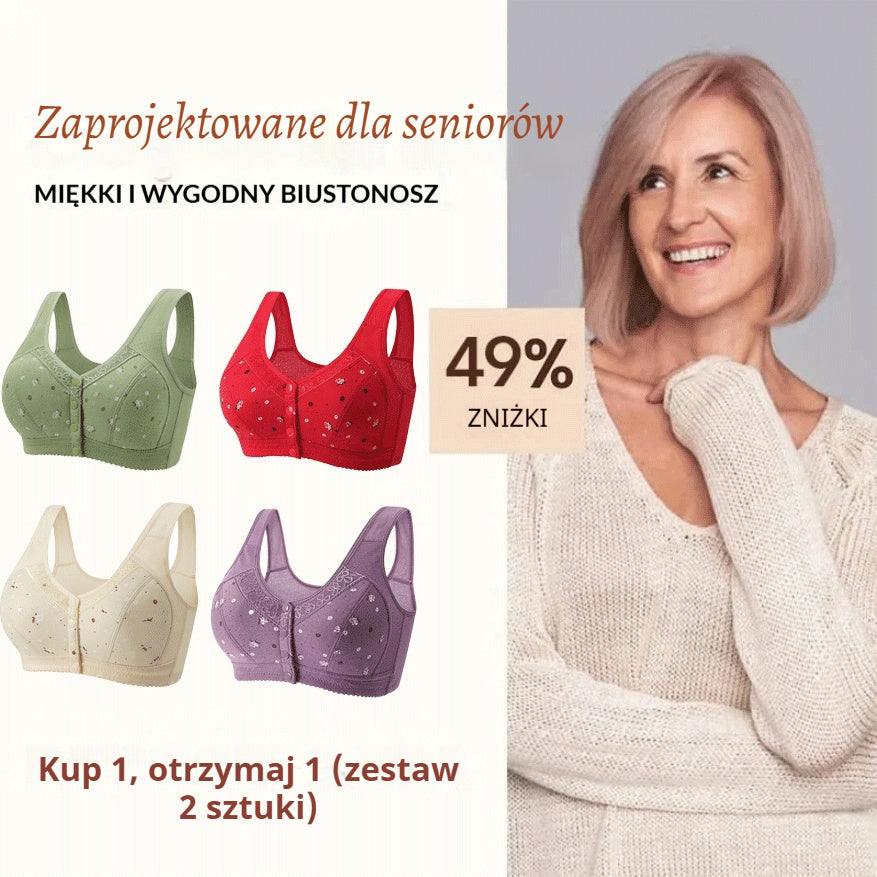 💟【Kup 1, dostajesz 1 gratis】💌【Waga 45-100 kg】 Wygodny biustonosz typu kamizelka z koronką dla kobiet w średnim i starszym wieku, bez stali drucianej, w dużych rozmiarach