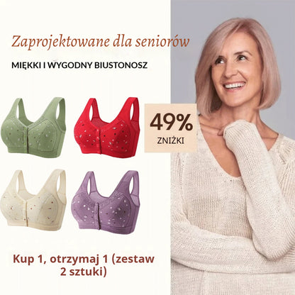 💟【Kup 1, dostajesz 1 gratis】💌【Waga 45-100 kg】 Wygodny biustonosz typu kamizelka z koronką dla kobiet w średnim i starszym wieku, bez stali drucianej, w dużych rozmiarach