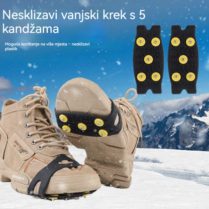 👴🚶🏔️❄️ 【50% popusta】 Nevidljive protuklizne dereze s pet zubaca, outdoor dereze protiv klizanja, pogodne za hodanje po snijegu, planinarenje, penjanje i zimske zaleđene površine, neizostavan sigurnosni dodatak za starije osobe.