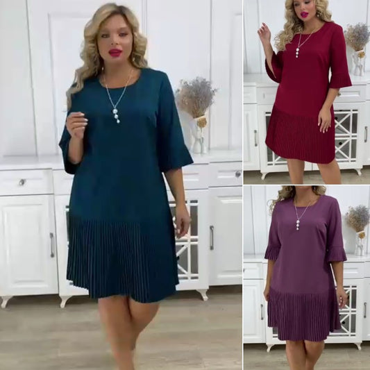 【50% zniżki】【S-5XL】 Sukienka w jednolitym kolorze, casualowa i komfortowa, o eleganckim stylu