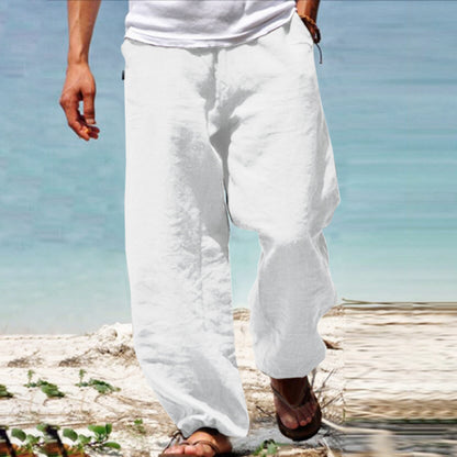 👖🕺【45% zniżki -S–5XL】😍Letnie męskie szerokie proste spodnie w dużym rozmiarze w jednolitym kolorze, ściągacz w pasie, swobodne, oddychające