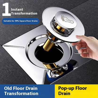 🏠🧰【3 kosov】Tesnilna prevleka za odtok tal v kopalnici, proti vonju in odboju, univerzalni tip, nožni mehanizem.