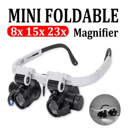 Brýle Lupa 8x 15x 23x Klenotník Hodinář Páskové Lupy Lupy LED světlo Optické sklo Nástroj Oprava Čtení Velkolepý