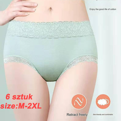💞【M-2XL】【6 sztuk】👙Damskie oddychające bawełniane bezszwowe majtki o średnim stanie, antybakteryjne, wygodne