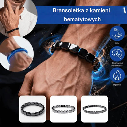 【Kup 1, a 1 dostaniesz gratis】🔥💪 Bransoletka z hematytu i kamienia onyksu｜Odzyskaj energię · Wzmocnij koncentrację · Wybór dżentelmena