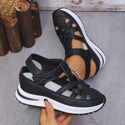 🔥【Oferta specjalna】🌸【35-43】Modne damskie sandały na 2025 rok, wykonane z prawdziwej skóry, z wygodnym ażurowym obcasem