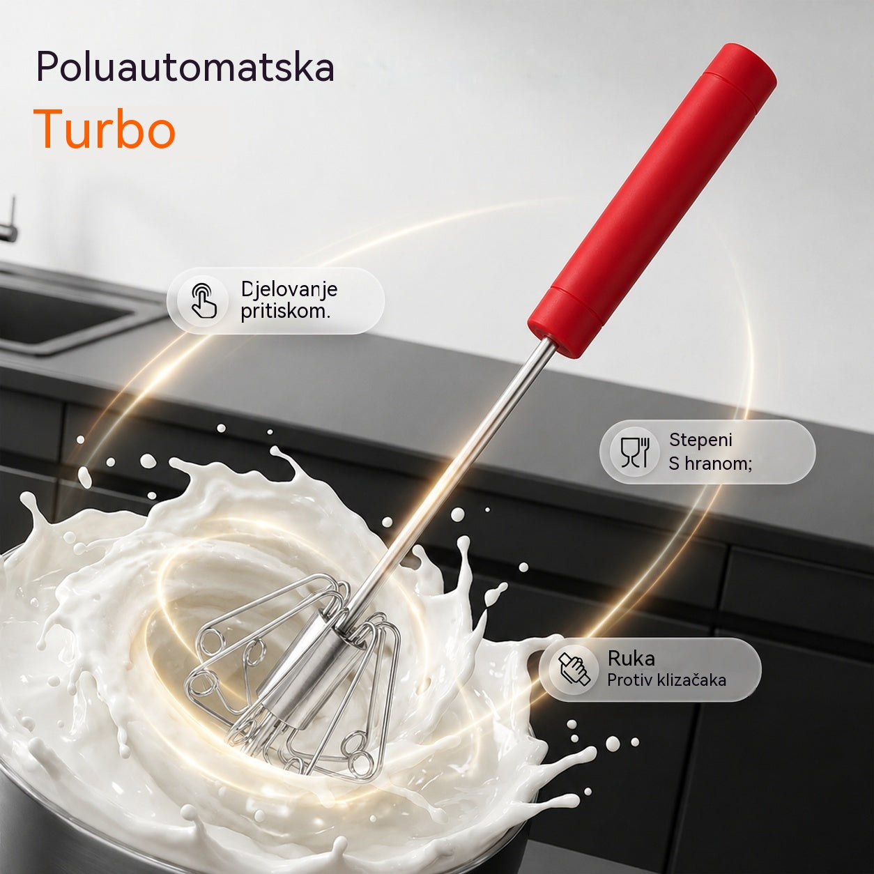 🥳Kupite 1, dobijte 1 gratis💞💪 50% popusta! Poluautomatska ručna pjenjača za jaja: pritisnite i zavrtite - nije potrebna struja. Pjenjača za jaja i vrhnje u sekundama. Nježno za vaša zapešća! ✨🧁