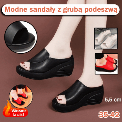 🔥【Promocja】klapki na koturnie z miękką podeszwą [5,5 cm obcas]