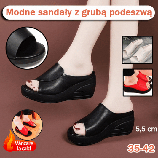 🔥【Promocja】klapki na koturnie z miękką podeszwą [5,5 cm obcas]