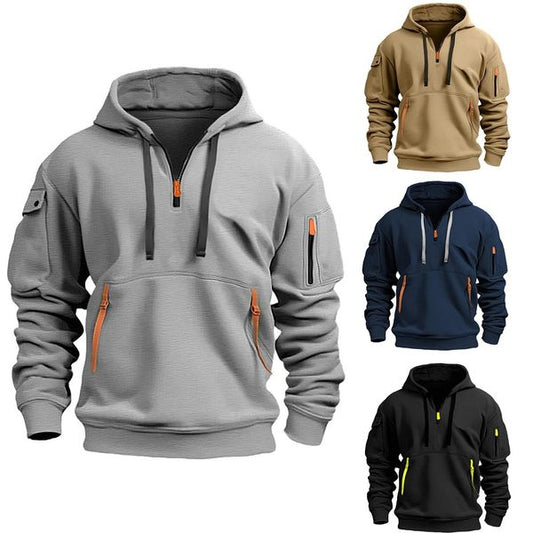 【S-5XL】Męska sportowa bluza z kapturem zapinana na zamek i wiele kieszeni 3750662