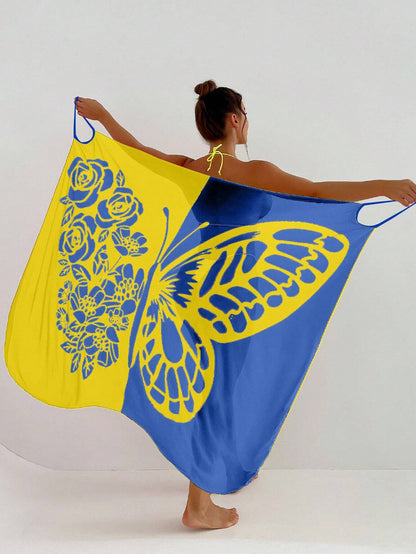 ✨【Promocja nowego produktu】🦋2025 Nowy damski szyfonowy narzutka przeciwsłoneczna z nadrukiem motyli na plażę
