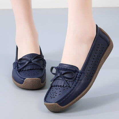 🌼Nowość w promocji👡Nowy model 2025🌼【rozmiary 35–44】Letnie damskie buty skórzane z ażurowym wzorem i frędzlami, przewiewne i wygodne