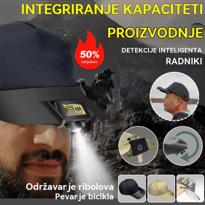 🧢🌙🔦🔥integred Smart LED svjetiljke, vanjsko noćno ribolovno svjetlo, lako napunjeno i dugo trajanje baterije