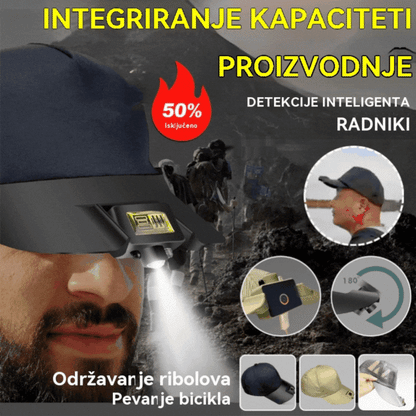🧢🌙🔦🔥integred Smart LED svjetiljke, vanjsko noćno ribolovno svjetlo, lako napunjeno i dugo trajanje baterije