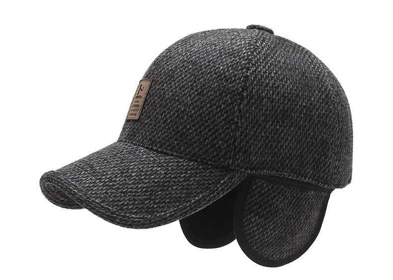 🧢 【Kup jeden, drugi dostaniesz gratis】 Nowa jesienno-zimowa męska wełniana czapka z daszkiem z ochroną uszu-3766799