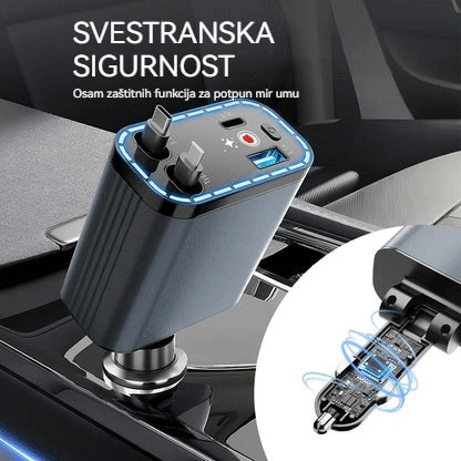 ⚡✨Ultra brzo auto punjač: dva sklopiva USB-C porta sa Starlight ambijentalnim svjetlom i inteligentnom zaštitom 🚗💫