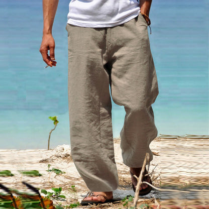👖🕺【45% zniżki -S–5XL】😍Letnie męskie szerokie proste spodnie w dużym rozmiarze w jednolitym kolorze, ściągacz w pasie, swobodne, oddychające