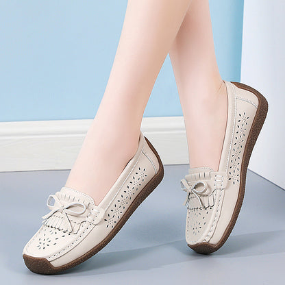 🌼Nowość w promocji👡Nowy model 2025🌼【rozmiary 35–44】Letnie damskie buty skórzane z ażurowym wzorem i frędzlami, przewiewne i wygodne
