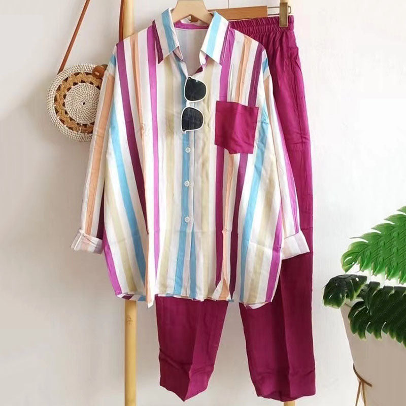 [S-5XL] 🌸 Damski prążkowany casualowy komplet dwuczęściowy (wiosna–lato) – przyjemny dla skóry i wygodny