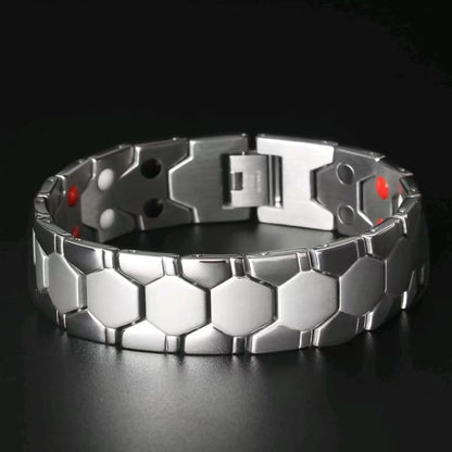 Kup 1, a 1 dostaniesz gratis ✨✨ Męska magnetyczna bransoletka ze stopu + sześciokątny wzór - odpinana magnetyczna bransoletka - płatność przy odbiorze