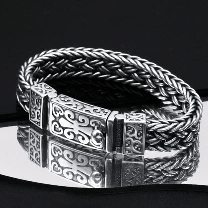 ✨✨Muške narukvice od 925 srebra, ručno tkane, široke i debele, trendi retro stil