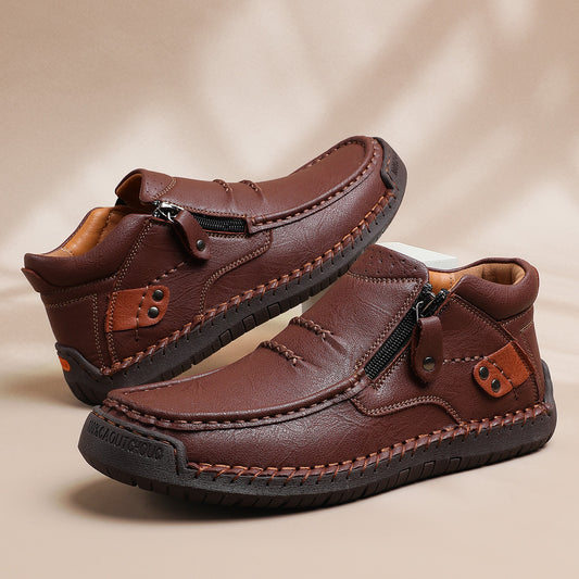 👟✨【38-48】Męskie, ręcznie robione, skórzane, wsuwane buty do jazdy samochodem – szeroki nosek, wsparcie łuku stopy