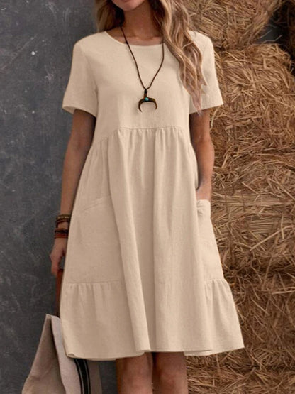 👗💖Vremenski ograničena promocija😍【S-4XL】✨Nova haljina za proljeće/ljeto 2026., kratki rukavi s V-izrezom.