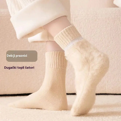 🔥【6 pari vunenih čarapa】🧦Tople vunene čarape, ekstra debele i tople, dobra elastičnost