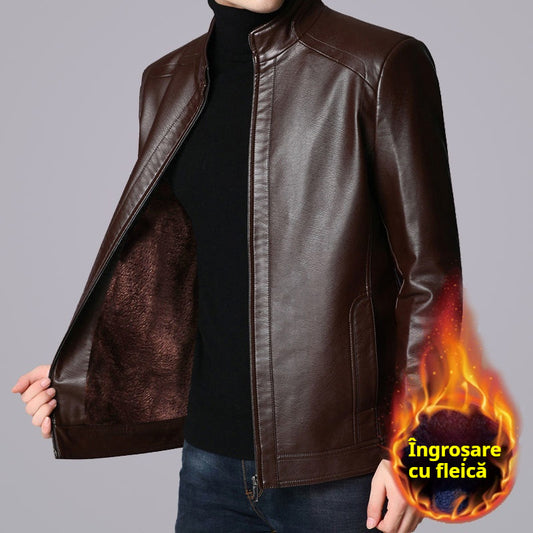 🔥50%off🧥Nowość 2024: modna skórzana kurtka z PU i polarowym kołnierzem na jesień i zimę.3794471