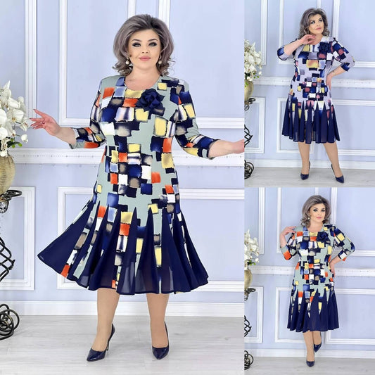👗💐【S-5XL】Piękna i modna rozkloszowana spódnica z nadrukiem-3892882