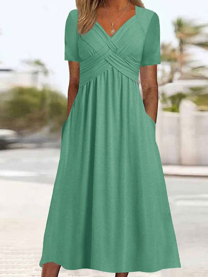 💥Akcija!【S-5XL】retro lanena haljina, širokog kroja koji vizualno stanjuje i daje eleganciju, čini da izgledate mlađe.
