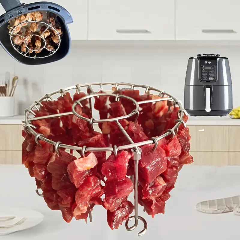 🍖🍗 Rešetka za roštilj od nehrđajućeg čelika 304 za friteze na vrući zrak (uključuje 24 ražnjića)