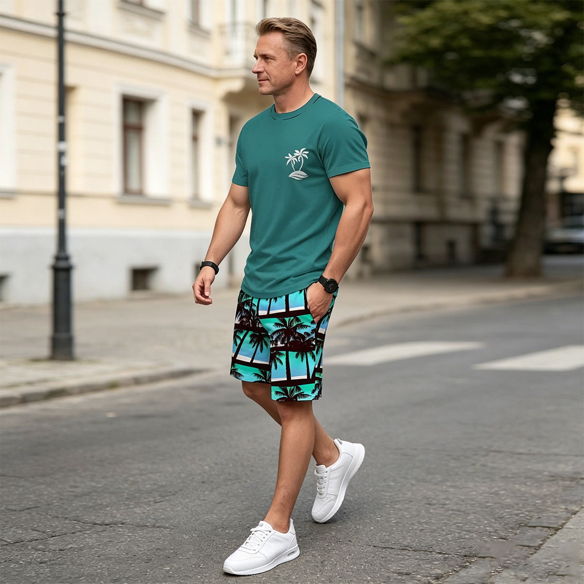 ✨👔👖【M-5XL】Muški ljetni sportski set od 2 dijela - udobna majica kratkih rukava i kratke hlače za svakodnevni život i dom